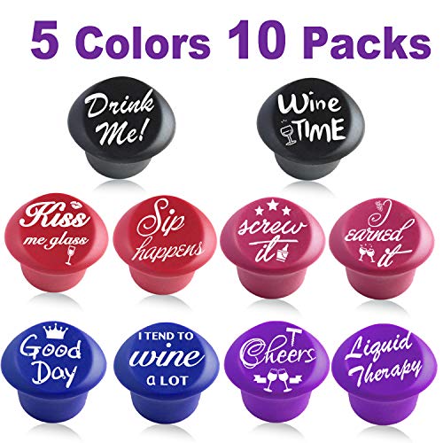 Pack of 5Assorted Colors Silicone Reusable Wine Bottle Caps/Beer Sealer  Cover 