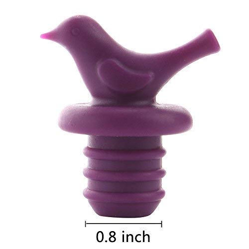 ScivoKaval Little Bird Silicone Wine Bottle Stopper Kit, Silicone Bottle Cork Set of 8, Assorted Color Green Blue Pink… - Image 4