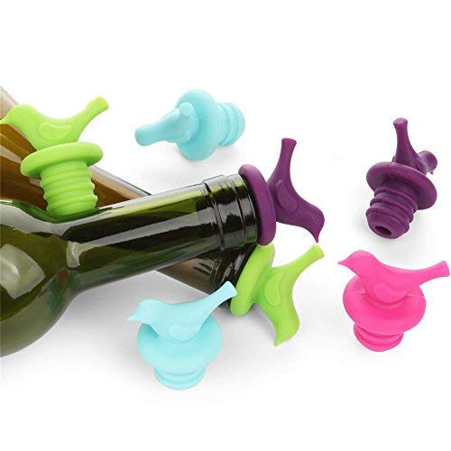 ScivoKaval Little Bird Silicone Wine Bottle Stopper Kit, Silicone Bottle Cork Set of 8, Assorted Color Green Blue Pink… - Image 6