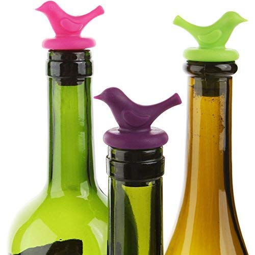 ScivoKaval Little Bird Silicone Wine Bottle Stopper Kit, Silicone Bottle Cork Set of 8, Assorted Color Green Blue Pink… - Image 8