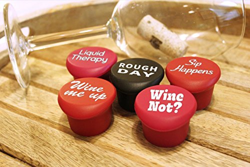 Silicone Wine Bottle Stopper Set of 4 Meow Wine Please More Wine Funny Cat